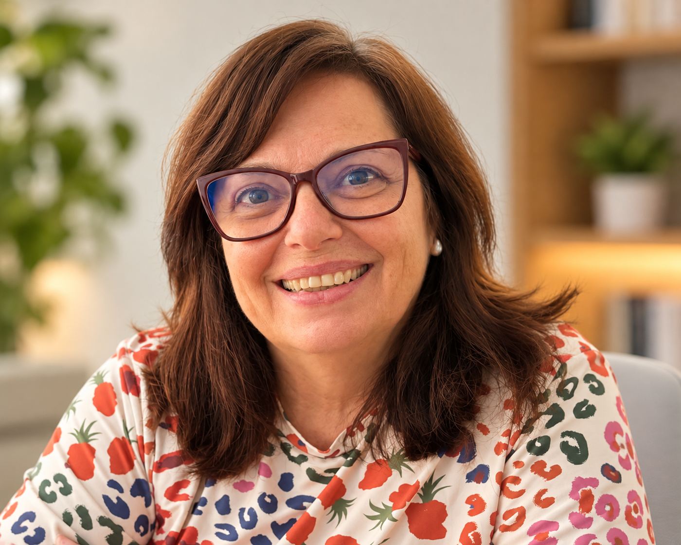 Retrato de Renata Castellari de Figueiredo em seu consultório
